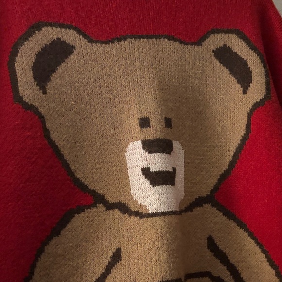 Oversized Red Moschino Inspired Teddy Bear Sweater - Mens L/Womens XL - Picture 4 of 6